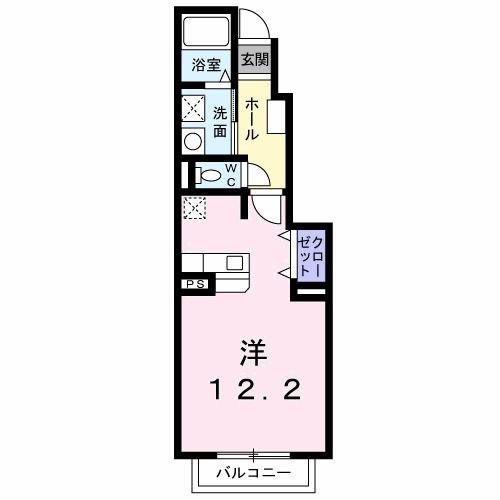 アヴェニュー上原B(ワンルーム/1階)の間取り写真
