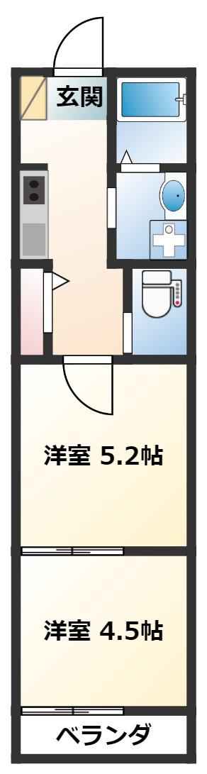 エトワール六丁の目(2K/3階)の間取り写真