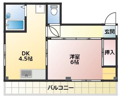青木マンション(1DK/3階)の間取り写真