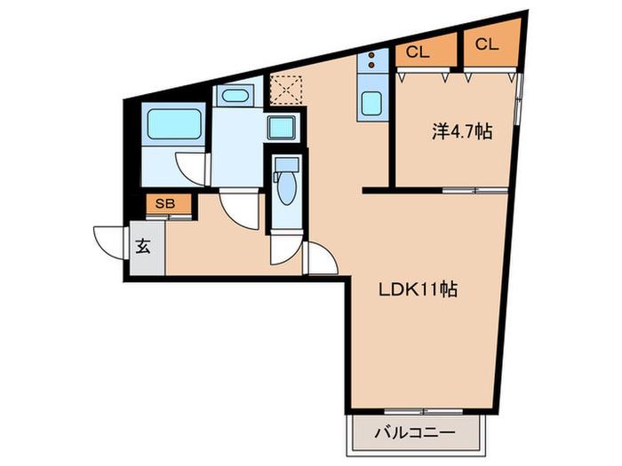 LIVEFLAT戸越(1LDK/4階)の間取り写真