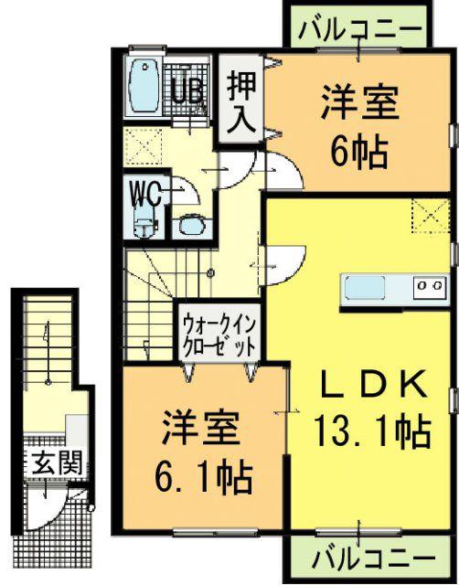 ディアス38(2LDK/2階)の間取り写真