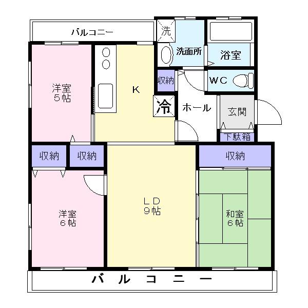 マルダイマンション(3LDK/2階)の間取り写真
