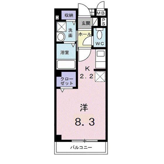 ヴィアーレ秋吉(ワンルーム/2階)の間取り写真