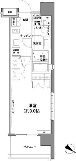 パークハビオ渋谷神山町(1K/2階)の間取り写真