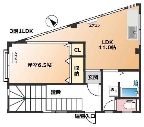 第一建物マンション(1LDK/3階)の間取り写真