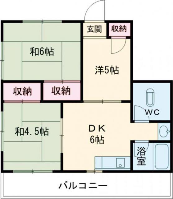 ぶるうぱいん(3DK/3階)の間取り写真