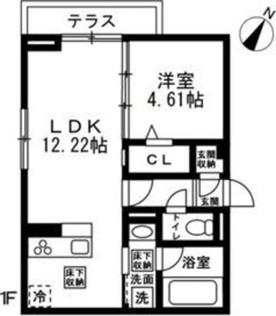 国立市谷保4丁目PJ 共同A棟(1LDK/2階)の間取り写真