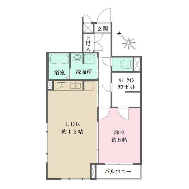 ベルフェリーク西小山(1LDK/4階)の間取り写真