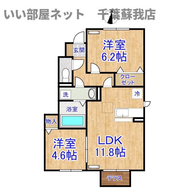 カサヴェール II(2LDK/1階)の間取り写真