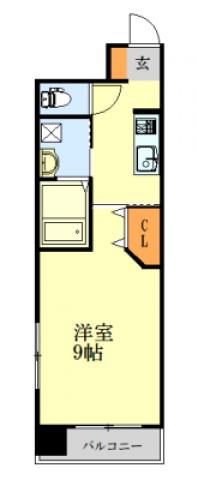 アクアシティ本川町(1K/2階)の間取り写真