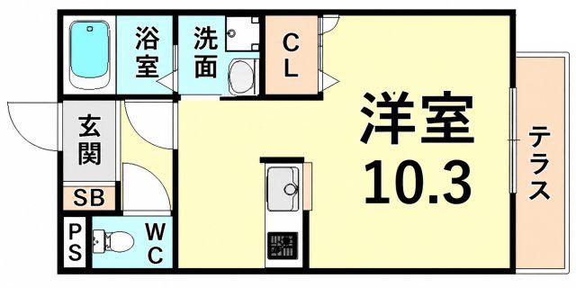 シャーメゾン道意(ワンルーム/1階)の間取り写真