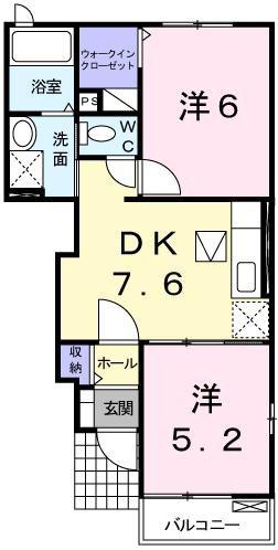 BELLE SOLEILIII(2DK/1階)の間取り写真
