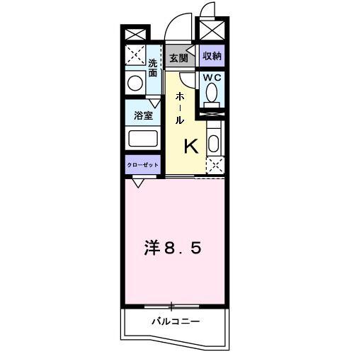 フィオーレ八木(1K/1階)の間取り写真