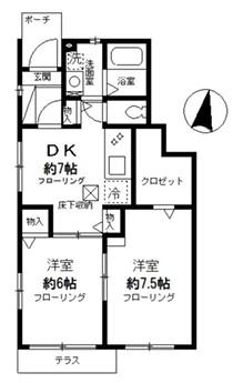 サニーヒルヒバリVI(2DK/1階)の間取り写真