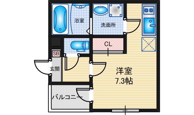ルミエール石場町(1K/3階)の間取り写真