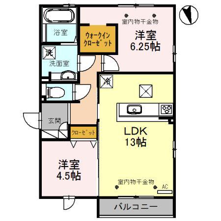 カーロセレサ(2LDK/1階)の間取り写真