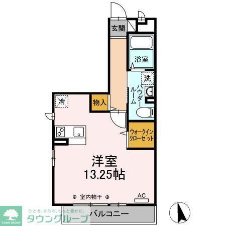 ロカ・パインハイツ(ワンルーム/2階)の間取り写真
