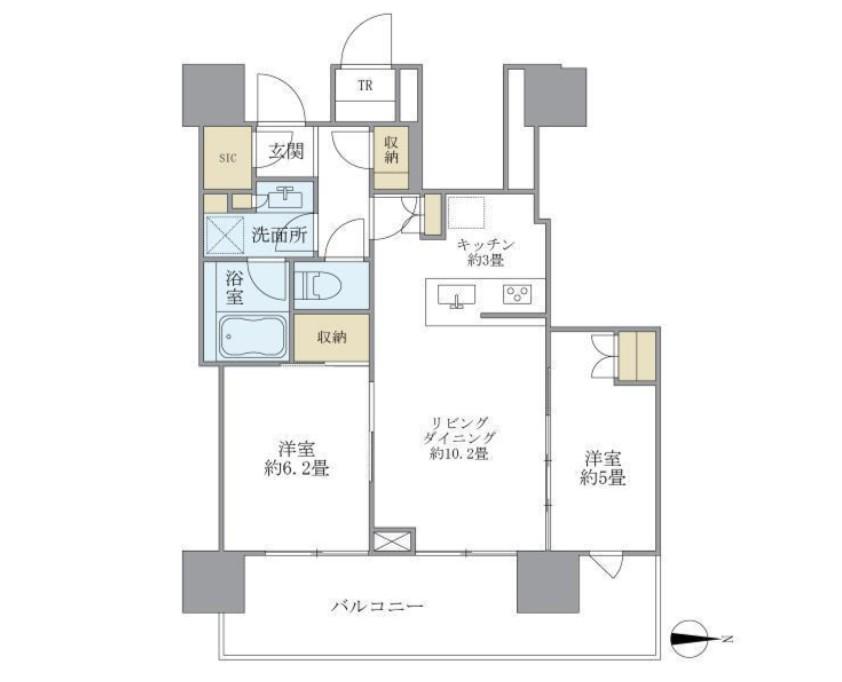 ブリリアタワー池袋(2LDK/29階)の間取り写真