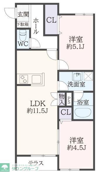 LUMIERE KUROBE(2LDK/1階)の間取り写真