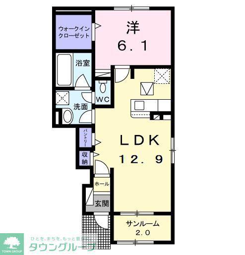 リュミエール(1LDK/1階)の間取り写真