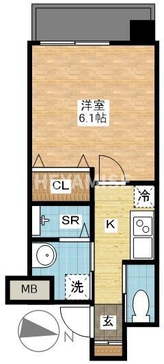 ヴィオラ寄合町(1K/4階)の間取り写真