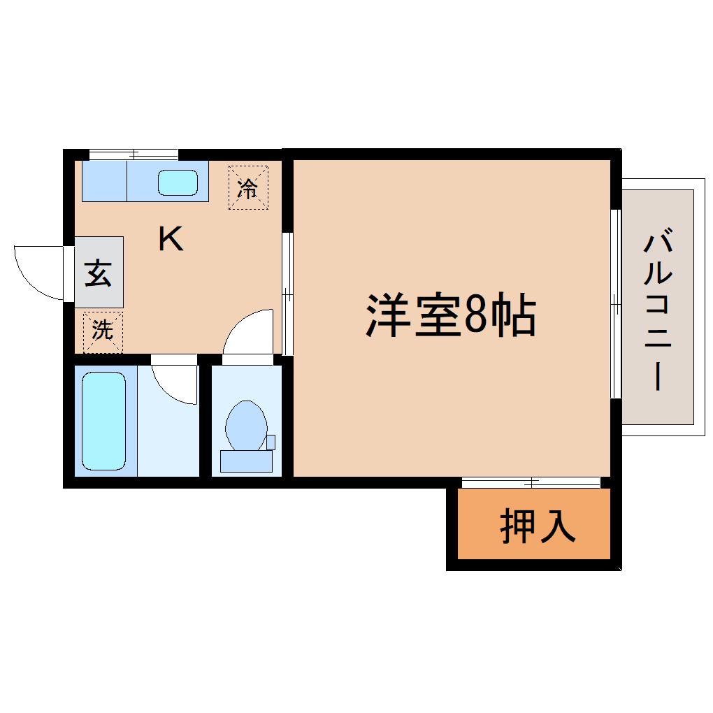 コーポアコーII(1K/1階)の間取り写真