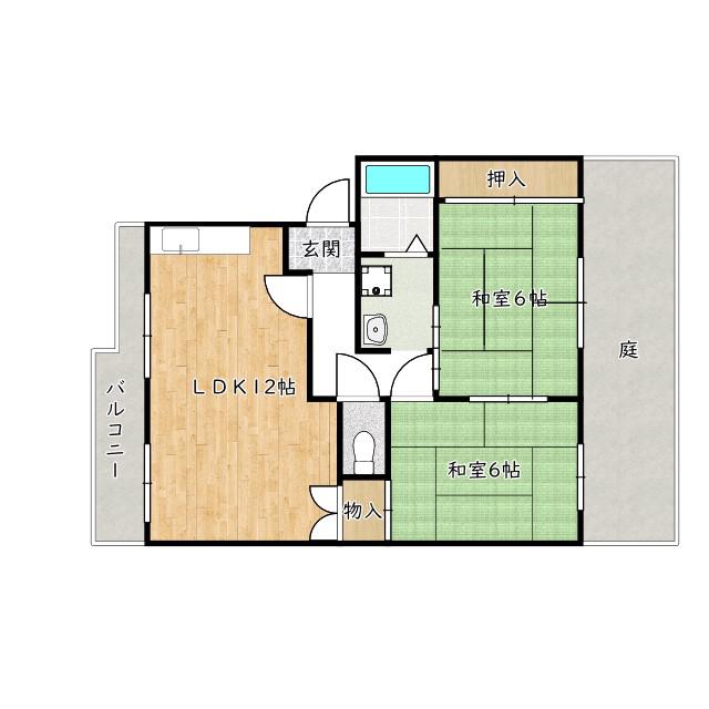 アメニティー草部(2LDK/2階)の間取り写真