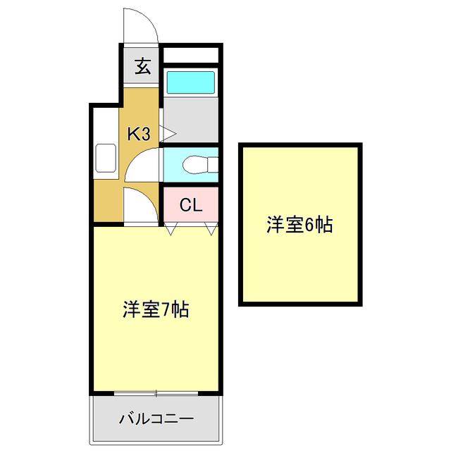 ラ・メール知寄I(1K/4階)の間取り写真