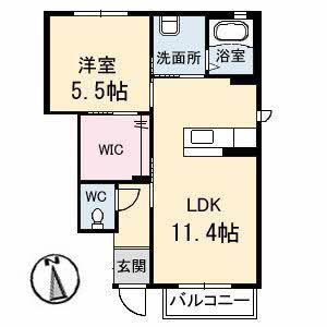 ラ・ヴィータ国富参番館(1LDK/1階)の間取り写真