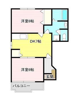 ストーンヒル III(2DK/1階)の間取り写真