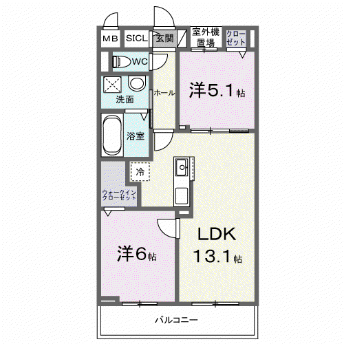クルタ ラプシ(2LDK/2階)の間取り写真