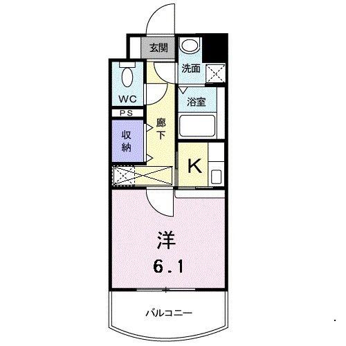 セレーノ・コンフォート大手門(1K/2階)の間取り写真