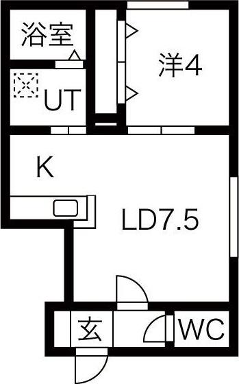 JR函館本線 手稲駅 徒歩7分 3階建 築10年(1LDK/2階)の間取り写真