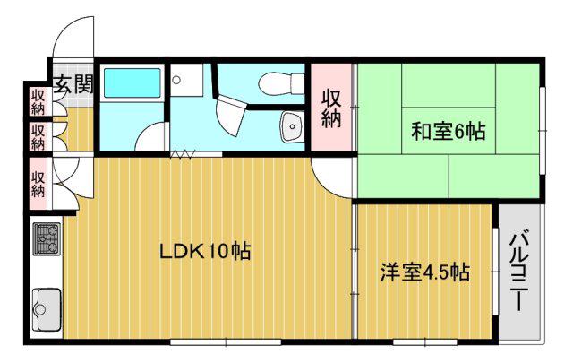プリオール舟橋(2LDK/8階)の間取り写真