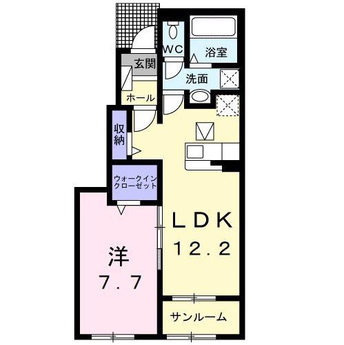 ハピネスハイム(1LDK/1階)の間取り写真