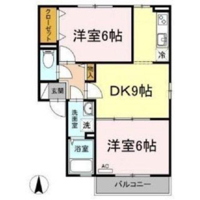 パルカヤクラA棟(2DK/2階)の間取り写真