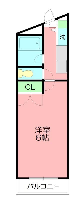 ユースフル伊勢原(1K/2階)の間取り写真