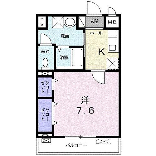 サニーヒル田戸台(1K/2階)の間取り写真