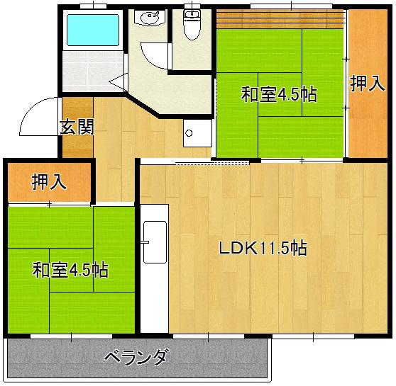 中宮第474棟(2LDK/5階)の間取り写真