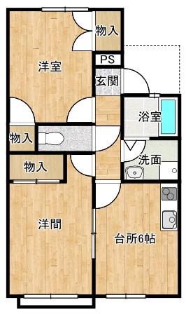 コーポYT A(2DK/2階)の間取り写真