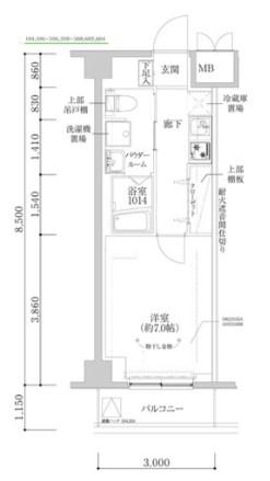 RELUXIA武蔵中原II(1K/3階)の間取り写真
