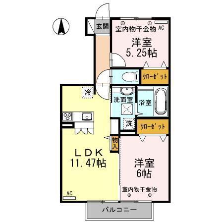 ラ・メーラ(2LDK/1階)の間取り写真