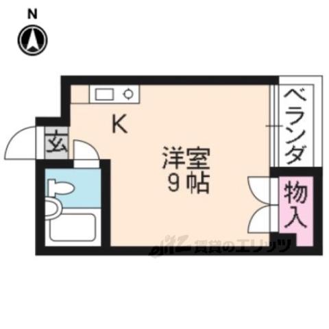 パークサイド(1K/1階)の間取り写真