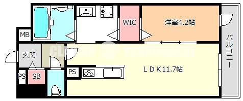 LALUCE長堀通(1LDK/1階)の間取り写真