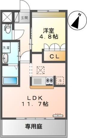 LUCENT HILL II(1LDK/1階)の間取り写真