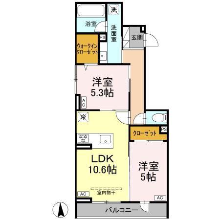 グランドゥール・ショコラ(2LDK/3階)の間取り写真