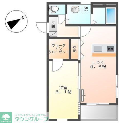 パーシモンズテラス(1LDK/1階)の間取り写真