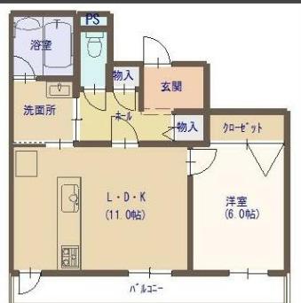 エポカ春江(1LDK/4階)の間取り写真