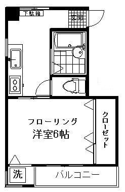 サンシャレー高(1K/2階)の間取り写真
