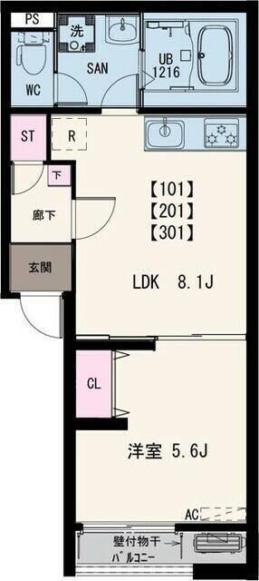 MKT伊勢町(1LDK/2階)の間取り写真